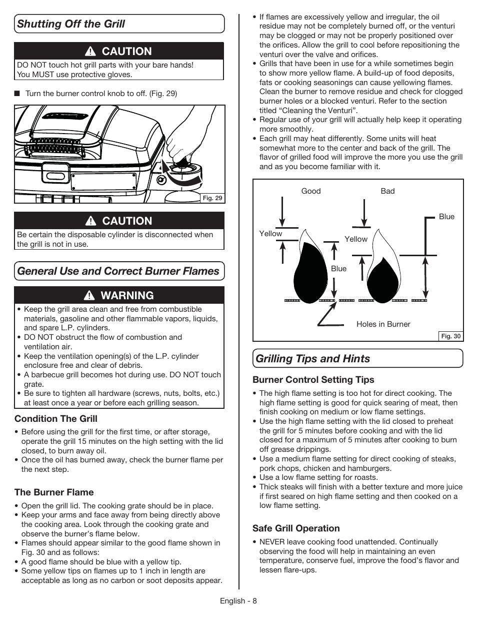 Caution, Warning | Coleman 9955 User Manual | Page 9 / 44