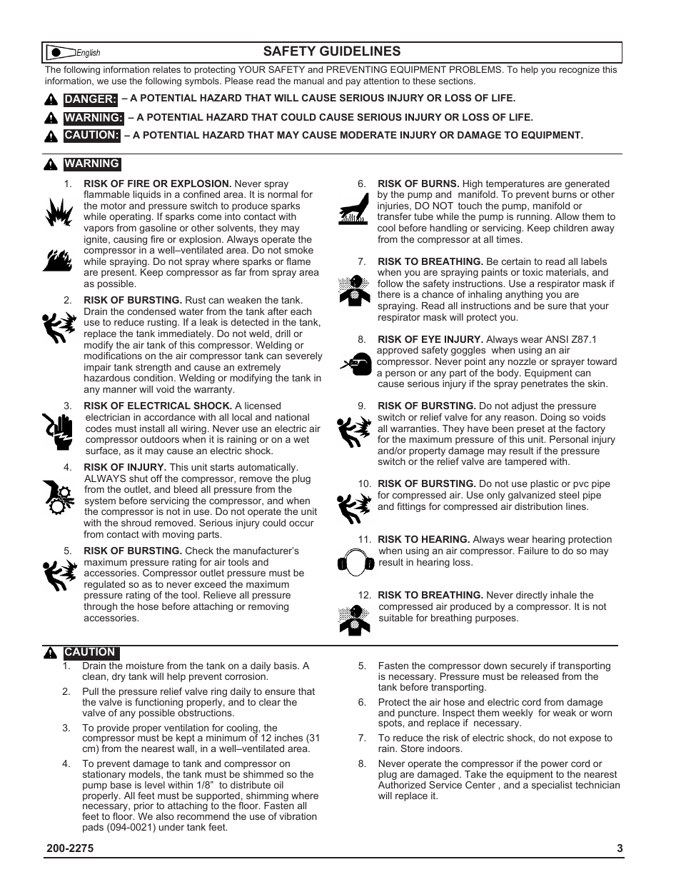 Safety guidelines | Coleman Air Compressors User Manual | Page 3 / 24