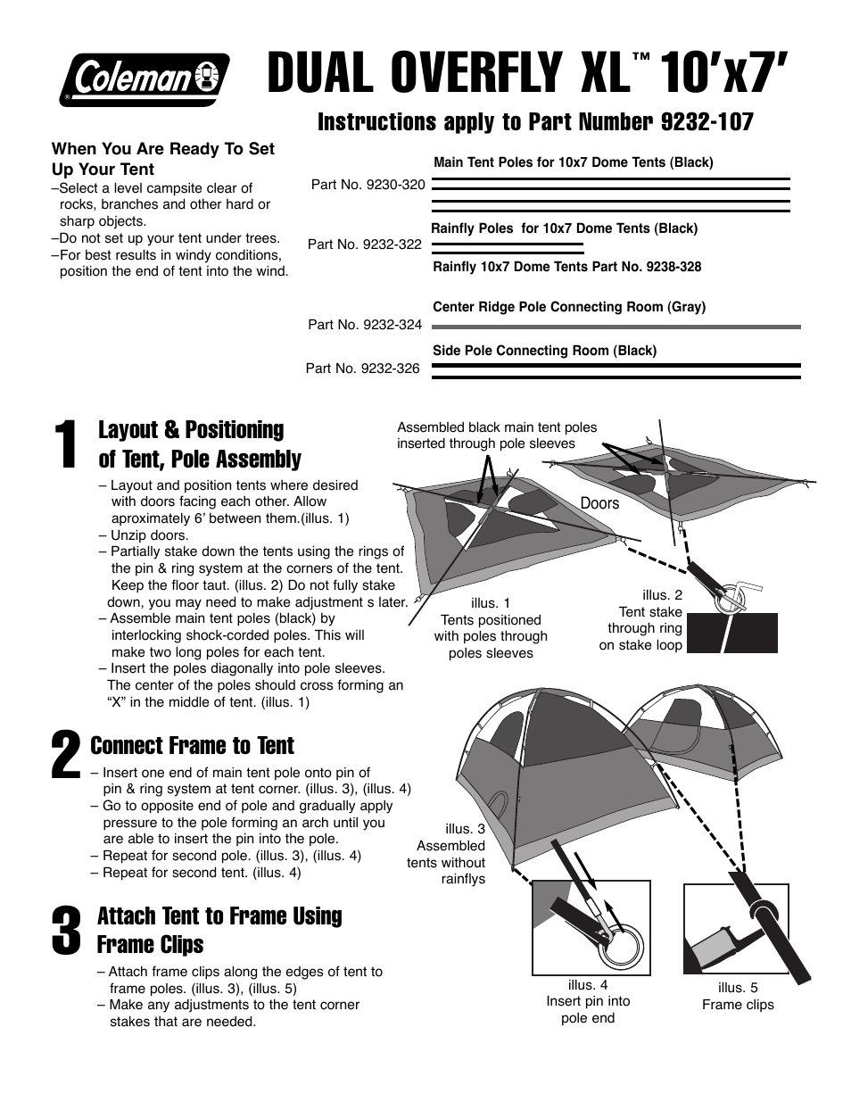 Coleman DUAL OVERFL User Manual | 2 pages