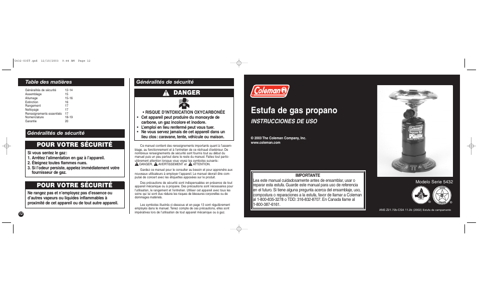 Coleman 5432 User Manual | Page 12 / 16