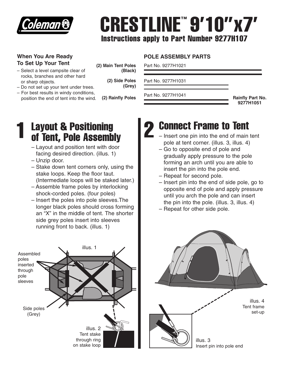 Coleman CRESTLINE User Manual | 2 pages