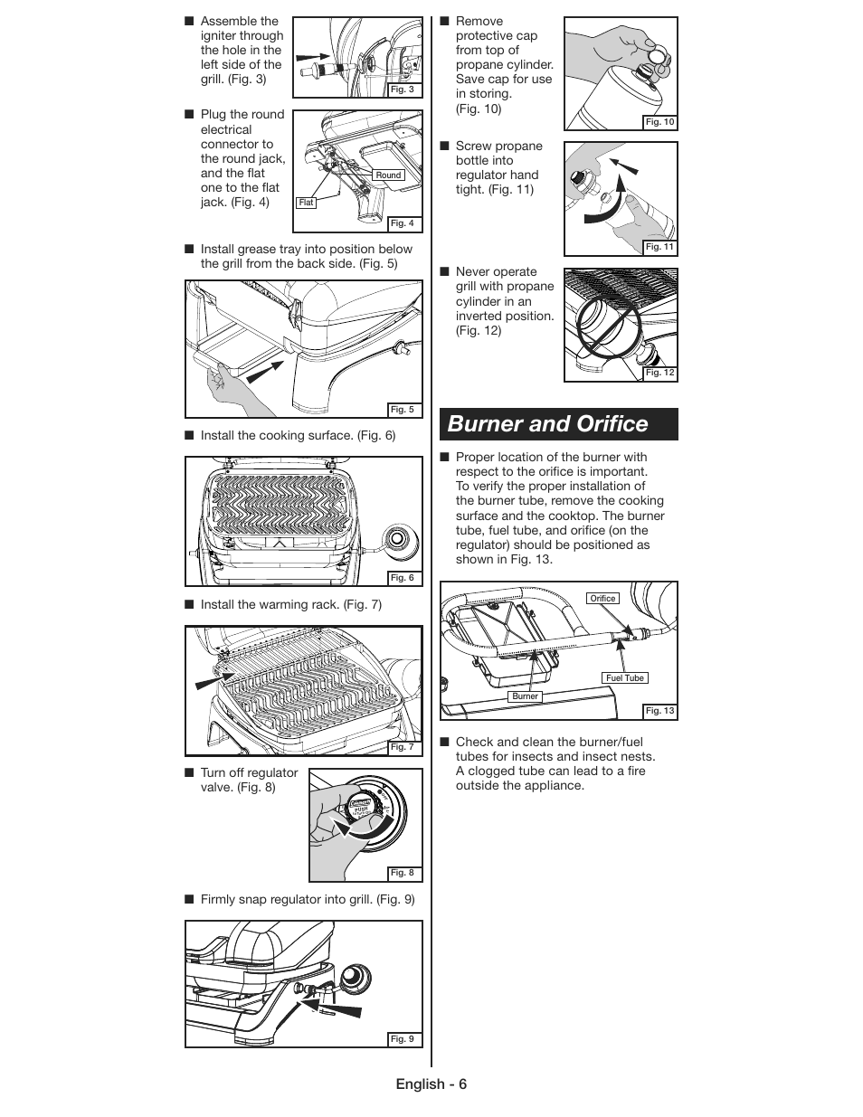 Burner and oriﬁce, English - 6 | Coleman 9930 User Manual | Page 6 / 32
