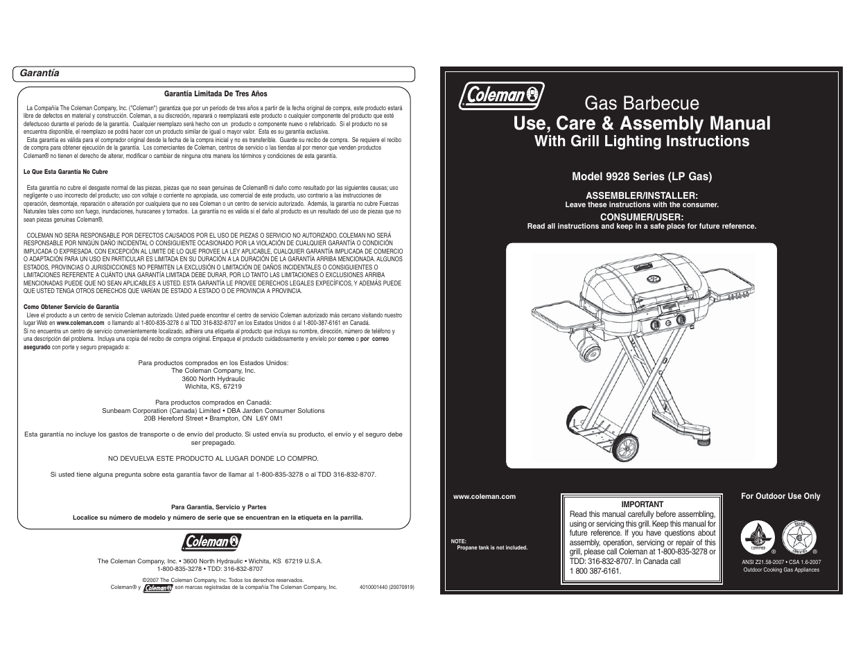 Coleman 9928 User Manual | 26 pages