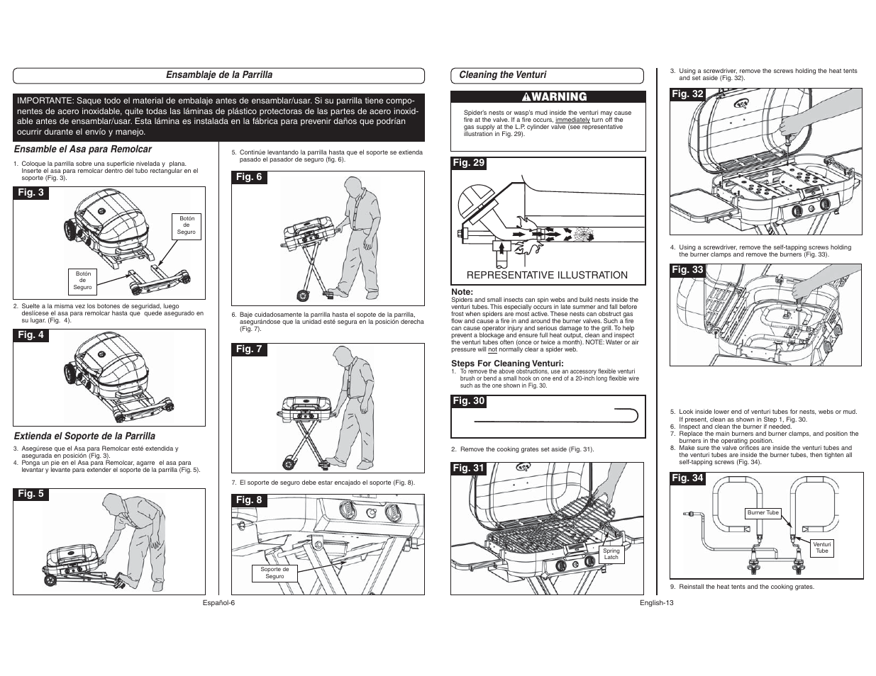 Warning | Coleman 9928 User Manual | Page 13 / 26