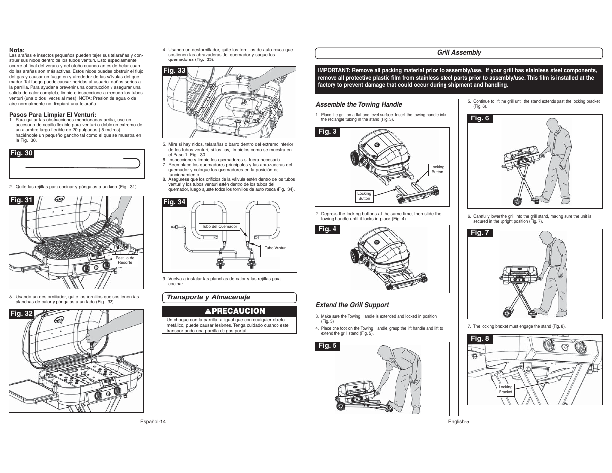 Precaucion | Coleman 9928 User Manual | Page 5 / 26