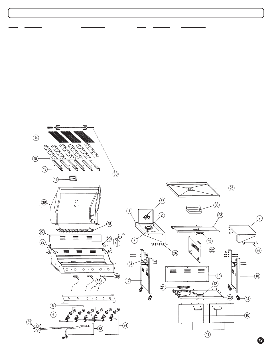 Replacement parts list | Coleman 9947A726 User Manual | Page 19 / 20