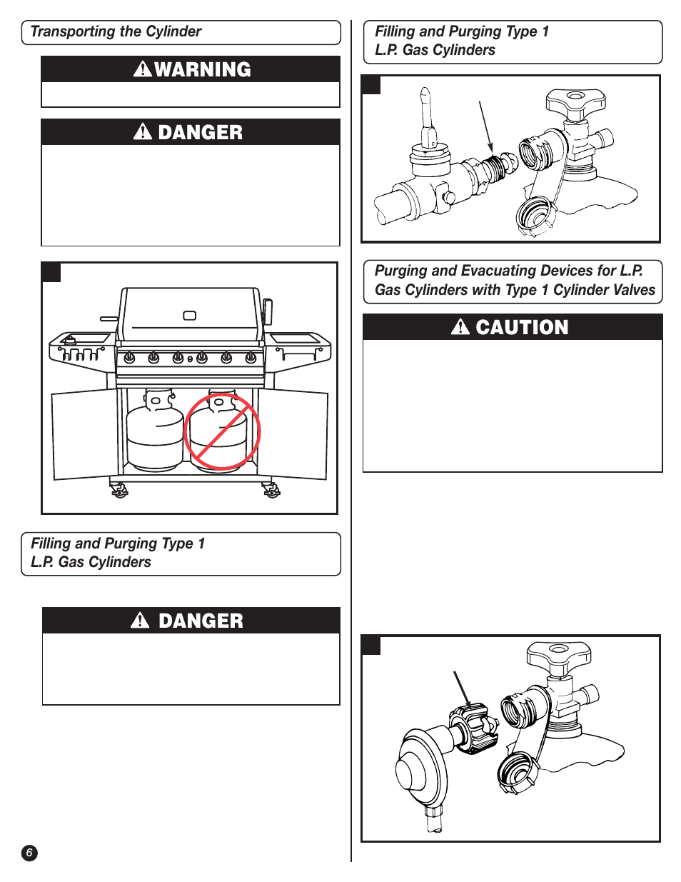 Warning, Danger, Caution | Transporting the cylinder | Coleman 9947A726 User Manual | Page 6 / 20