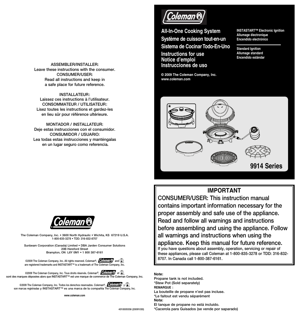 Coleman 9914 User Manual | 14 pages