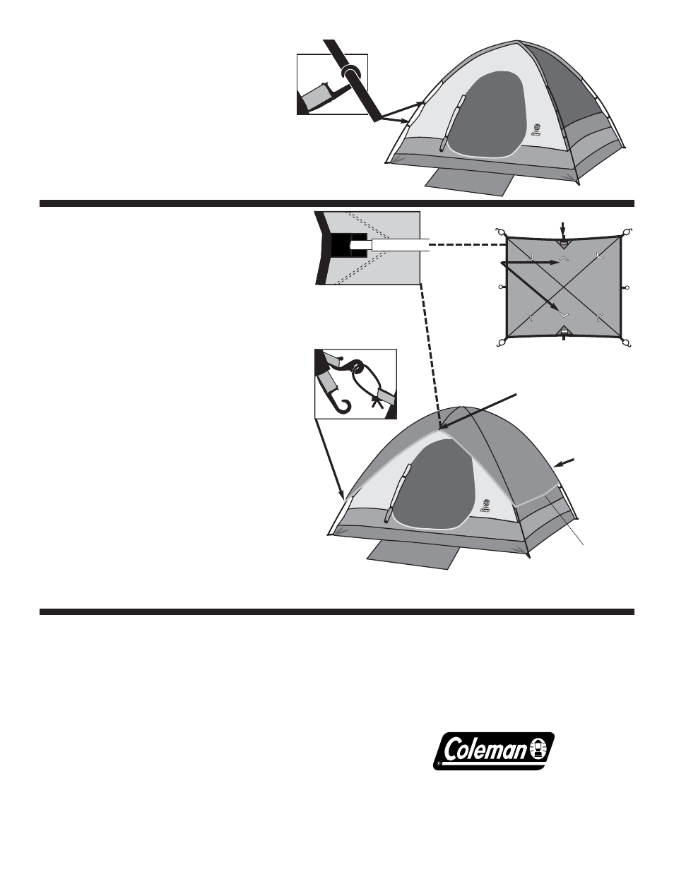 Attach tent to frame using frame clips, Attach rainfly | Coleman SUNDOME 9'X7' 9180-307 User Manual | Page 2 / 2