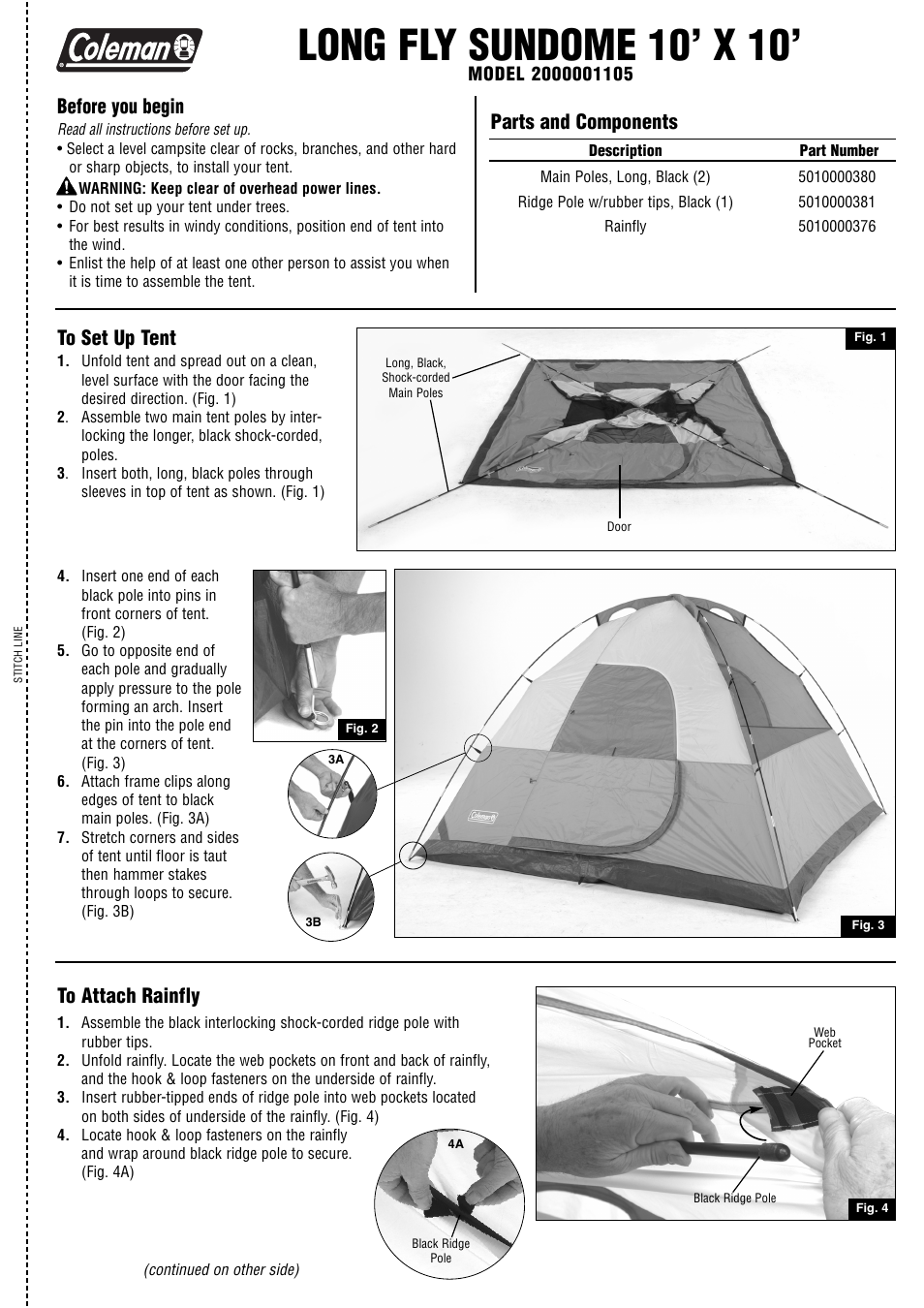 Coleman 2000001105 User Manual | 2 pages