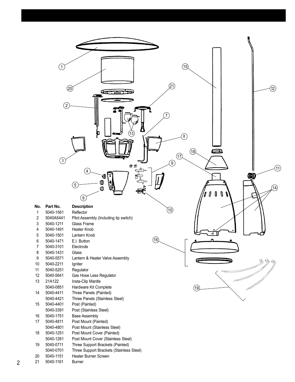 Replacement parts for 5040 a series | Coleman 5040 User Manual | Page 2 / 11