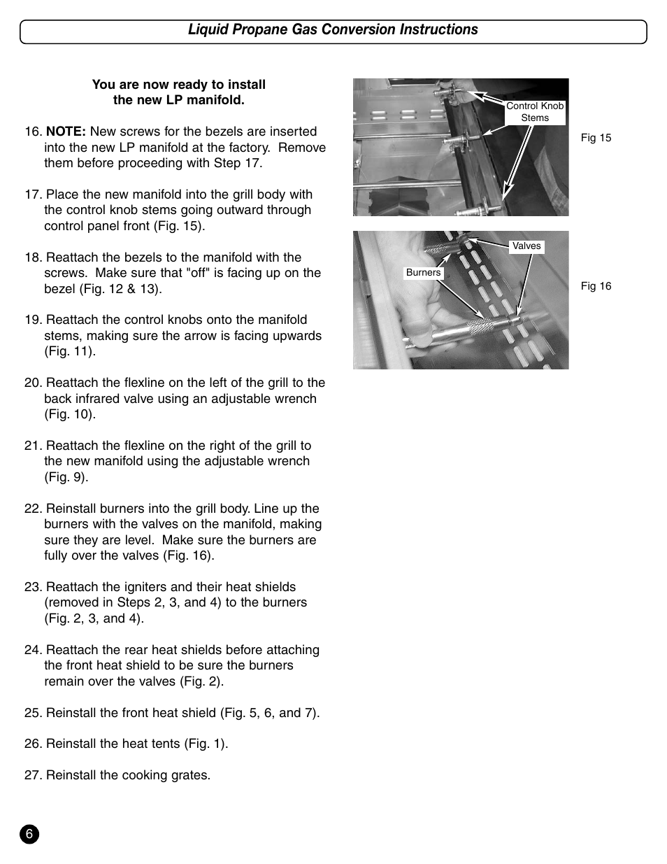 Liquid propane gas conversion instructions | Coleman 9992-449 User Manual | Page 6 / 12