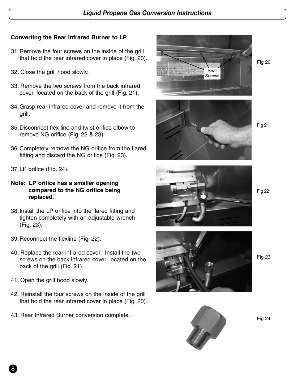 Liquid propane gas conversion instructions | Coleman 9992-449 User Manual | Page 8 / 12