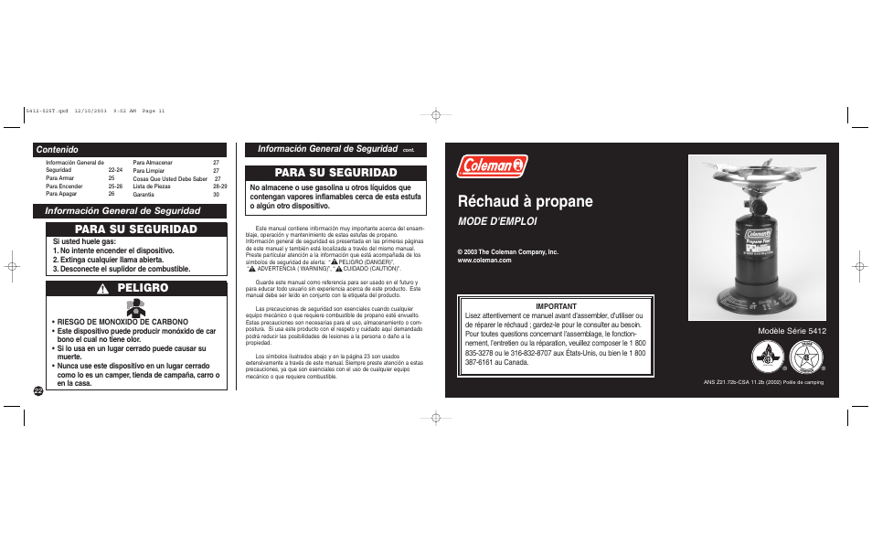 Coleman 5412 Series User Manual | Page 11 / 16