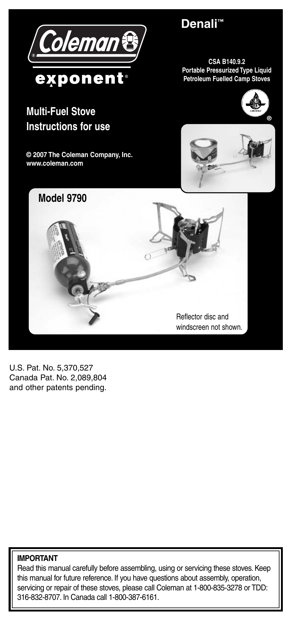 Coleman Denali 9790 User Manual | 28 pages