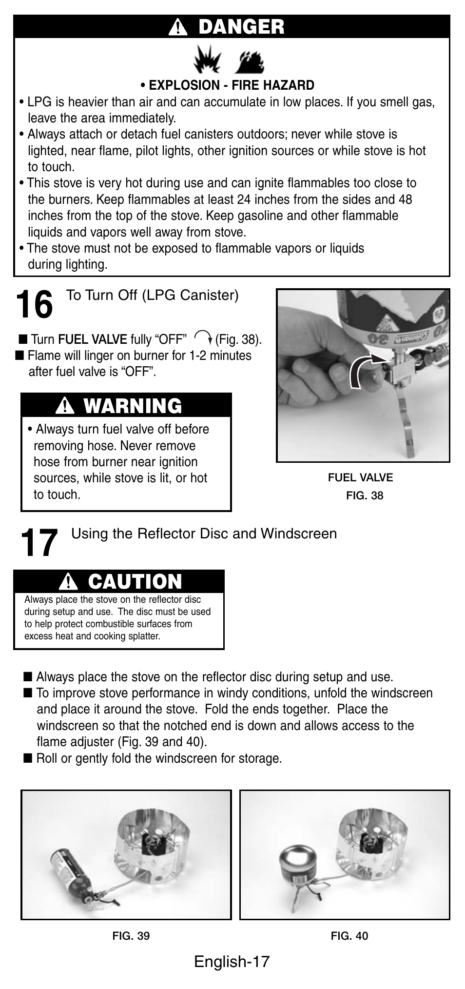 Danger, Warning, Caution | Coleman Denali 9790 User Manual | Page 18 / 28