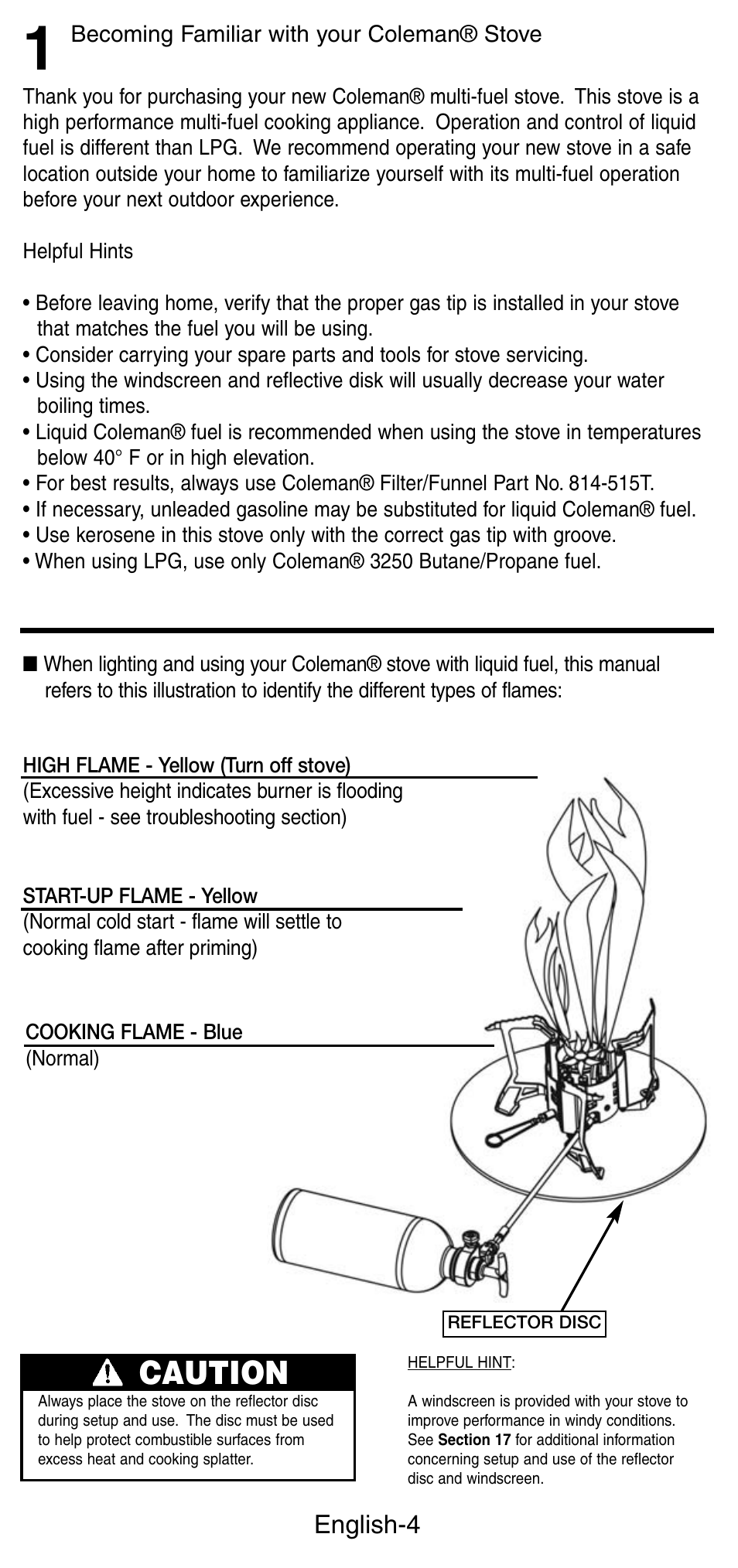 Caution | Coleman Denali 9790 User Manual | Page 5 / 28