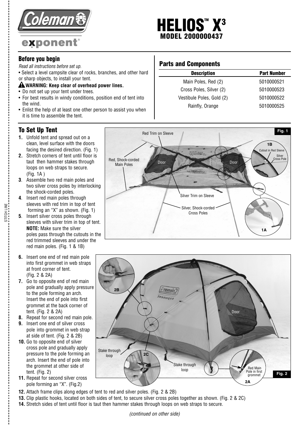 Coleman 2000000437 User Manual | 2 pages