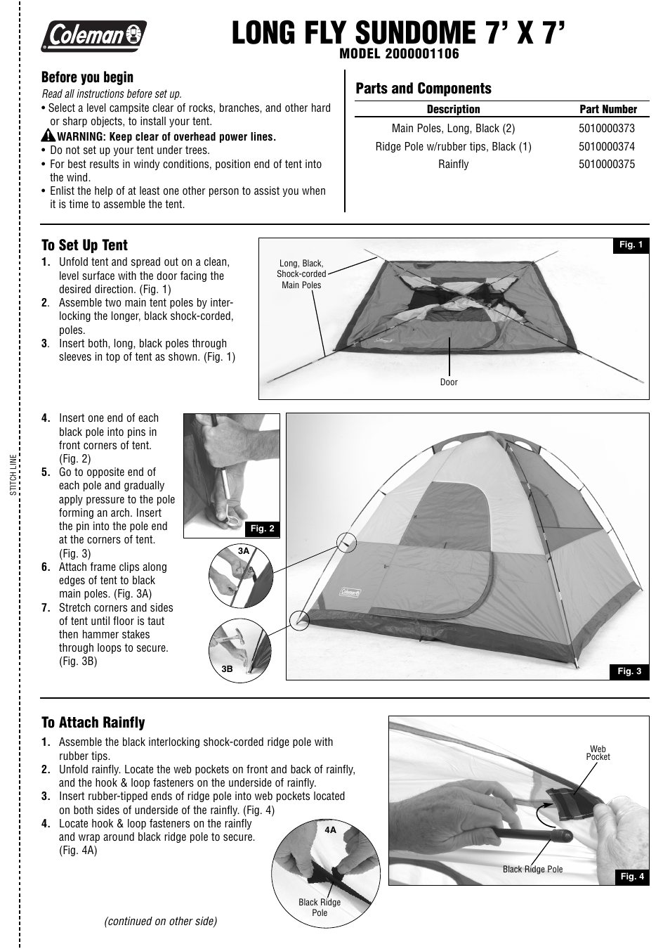 Coleman 2000001106 User Manual | 2 pages