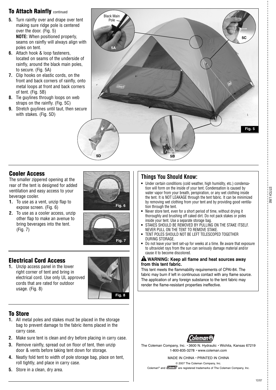 Things you should know, Electrical cord access, Cooler access | Coleman 2000001106 User Manual | Page 2 / 2