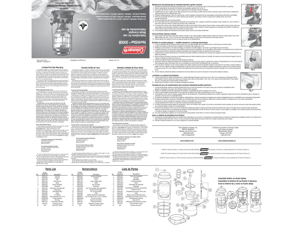 Coleman ELECTRONICIGNITION LAMP 2000-051T User Manual | 2 pages