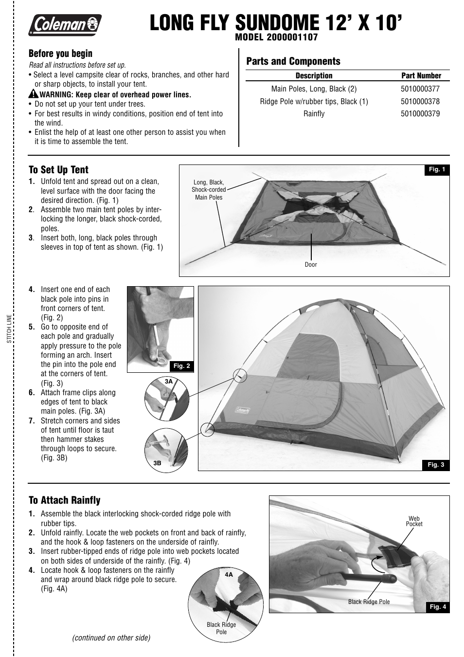 Coleman 2000001107 User Manual | 2 pages