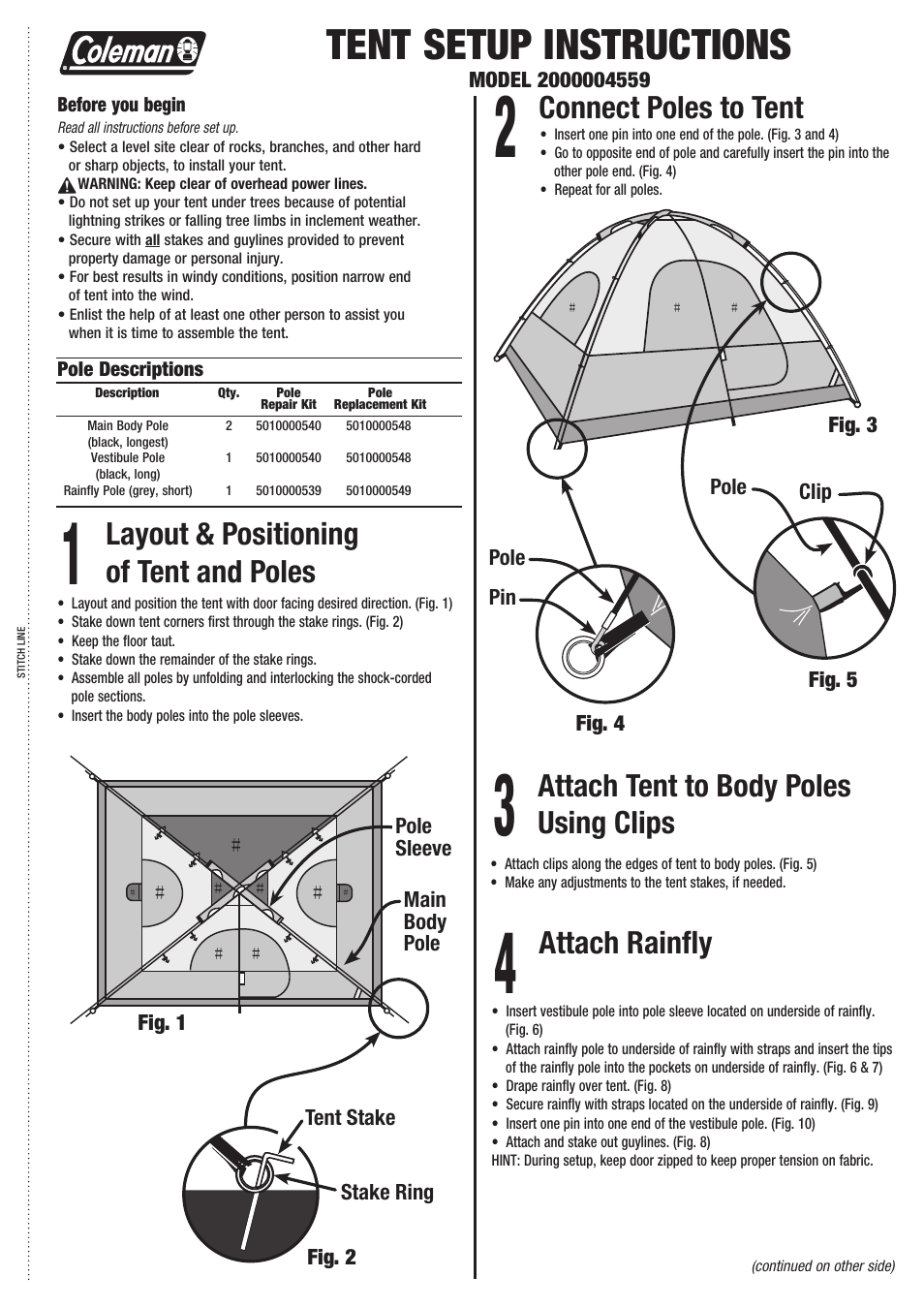 Coleman 2000004559 User Manual | 2 pages