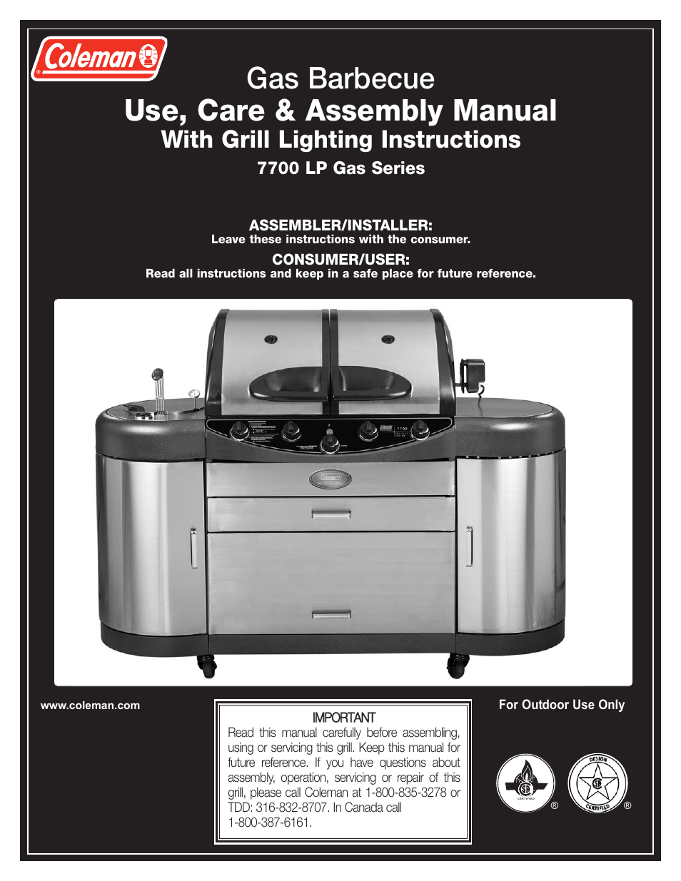 Coleman 7700 LP Gas Series User Manual | 48 pages