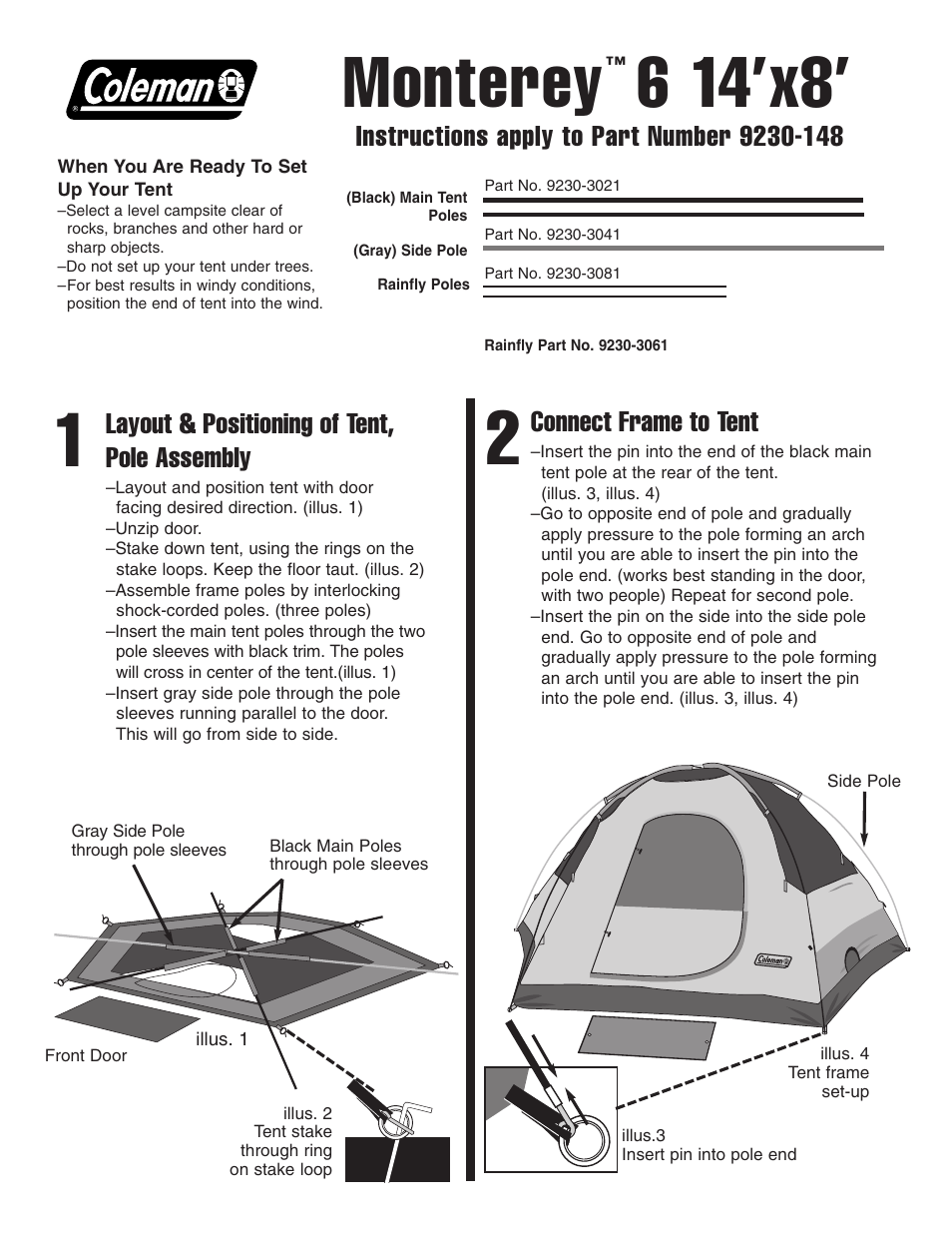 Coleman Monterey 6 14'x8' User Manual | 2 pages