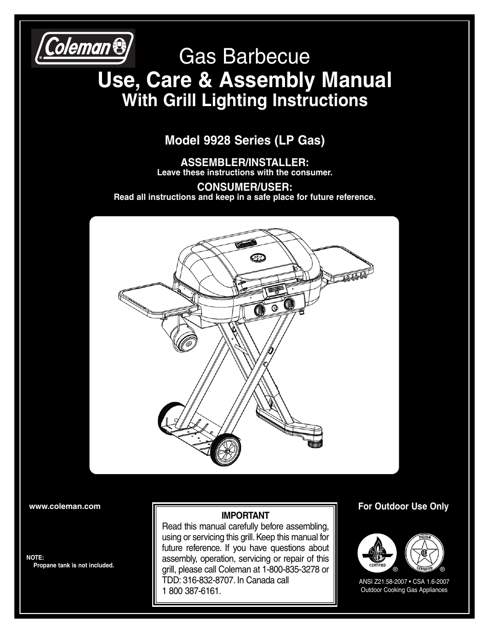 Coleman 9928 Series User Manual | 52 pages