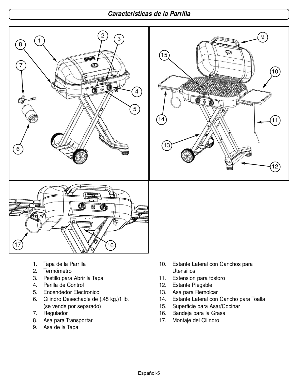 Caracteristícas de la parrilla | Coleman 9928 Series User Manual | Page 39 / 52
