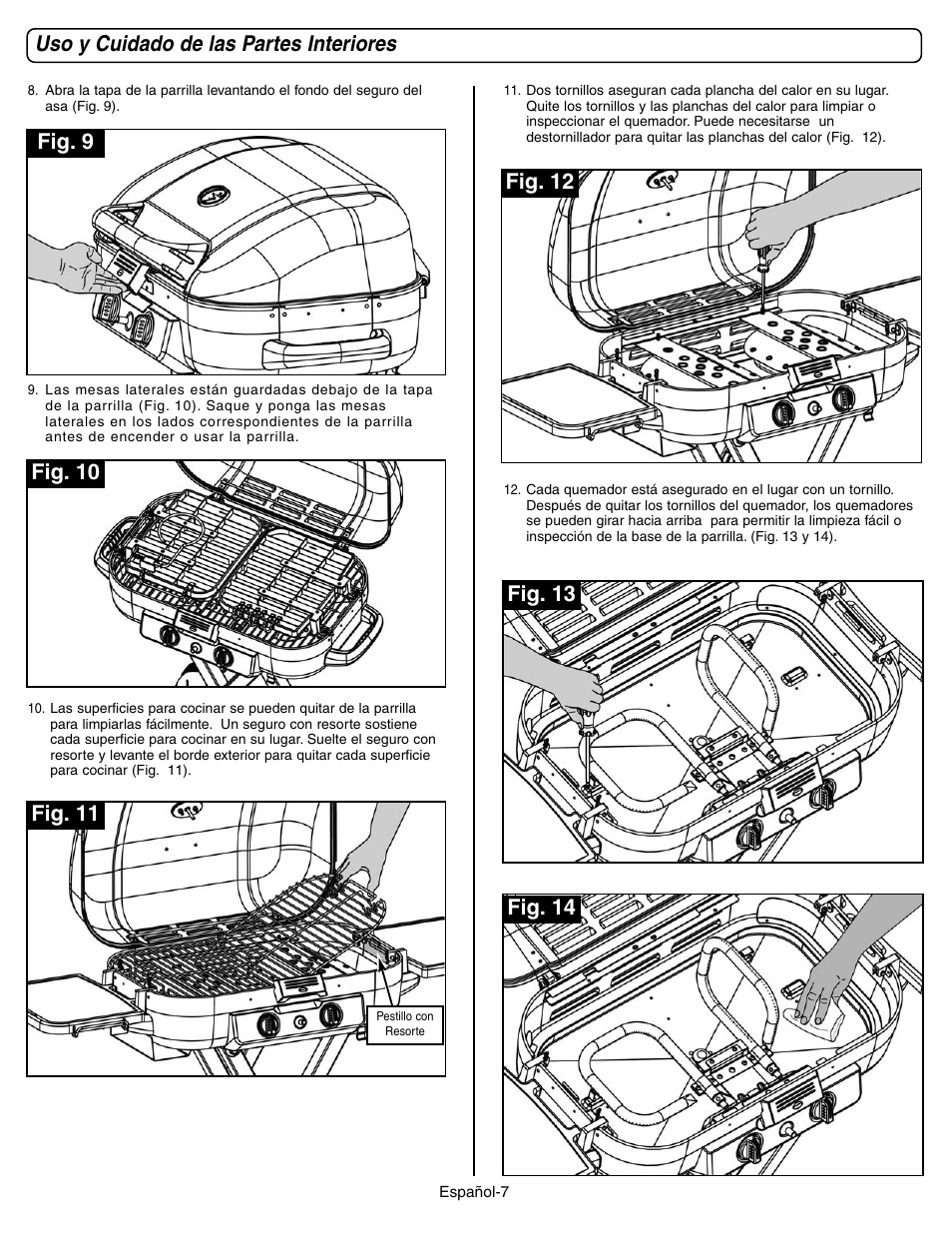 Uso y cuidado de las partes interiores, Fig. 12 fig. 14, Fig. 13 | Coleman 9928 Series User Manual | Page 41 / 52