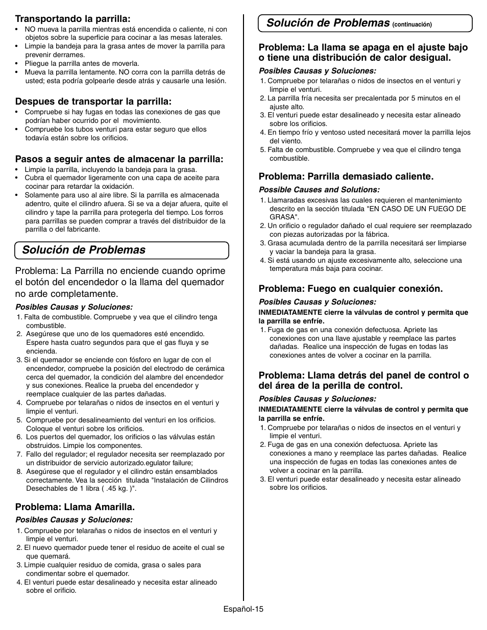 Solución de problemas | Coleman 9928 Series User Manual | Page 49 / 52