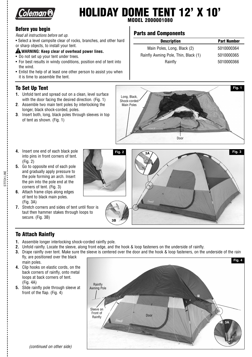 Coleman 2000001080 User Manual | 2 pages