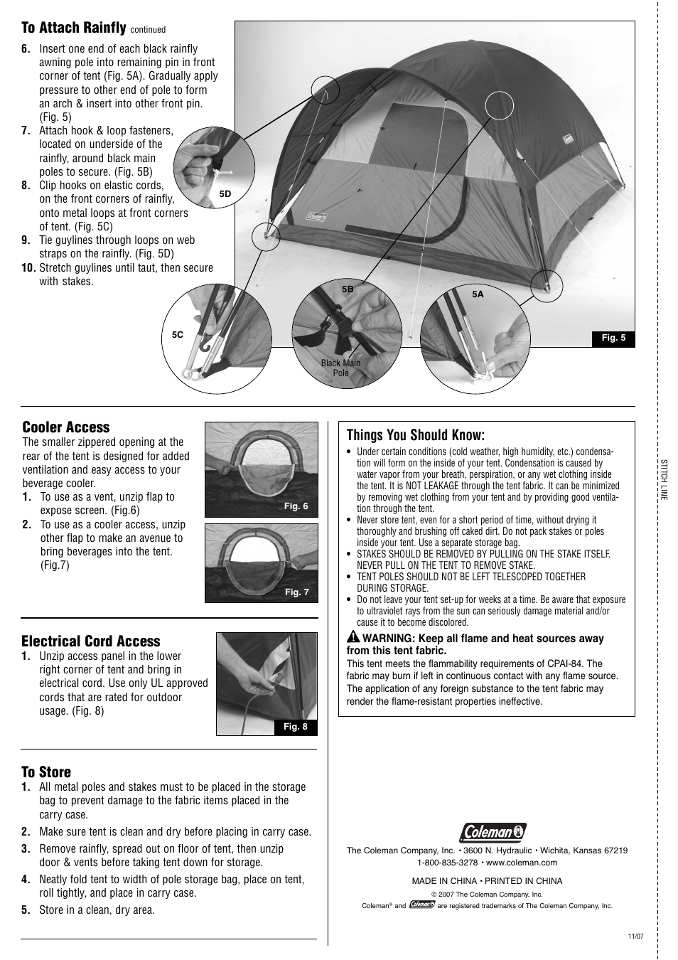 Things you should know, Electrical cord access, Cooler access | Coleman 2000001080 User Manual | Page 2 / 2