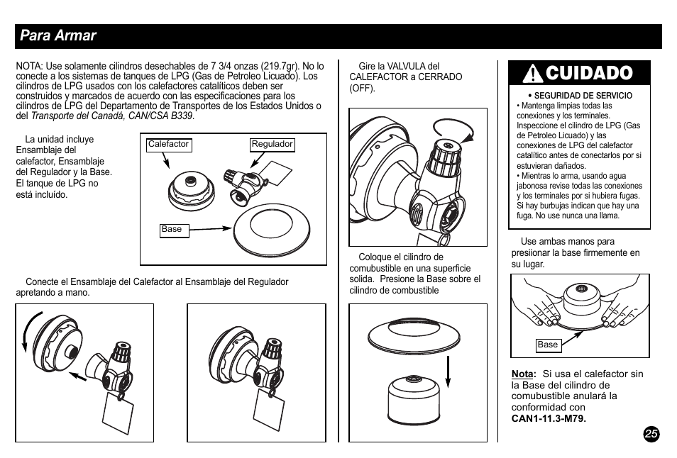 Cuidado, Para armar | Coleman 5034-700 User Manual | Page 25 / 32