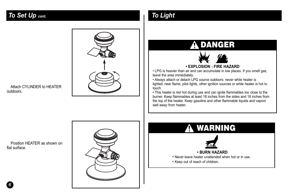 Danger, Warning | Coleman 5034-700 User Manual | Page 6 / 32