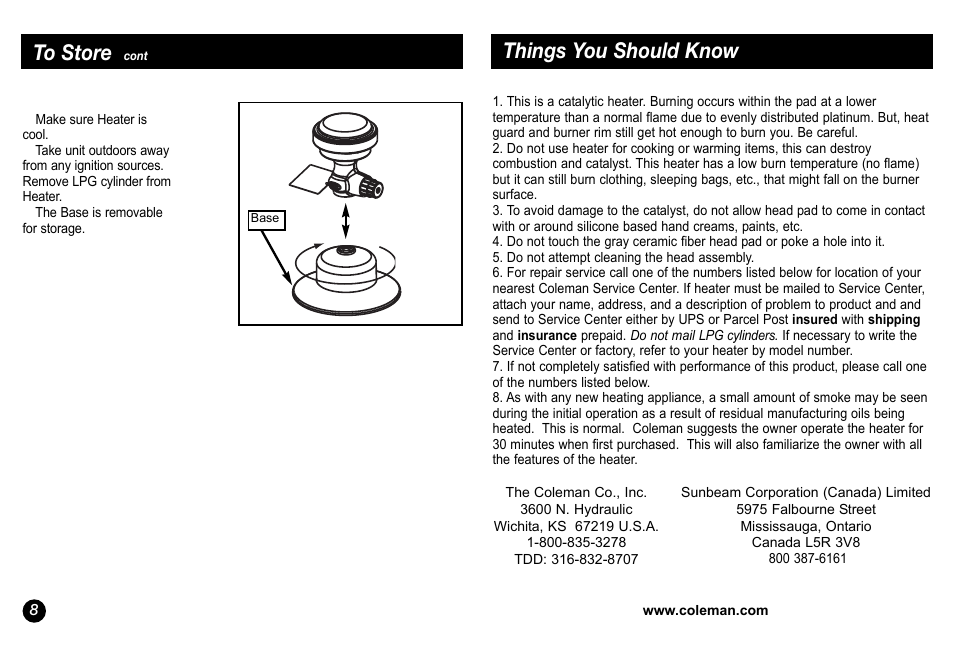 Things you should know | Coleman 5034-700 User Manual | Page 8 / 32