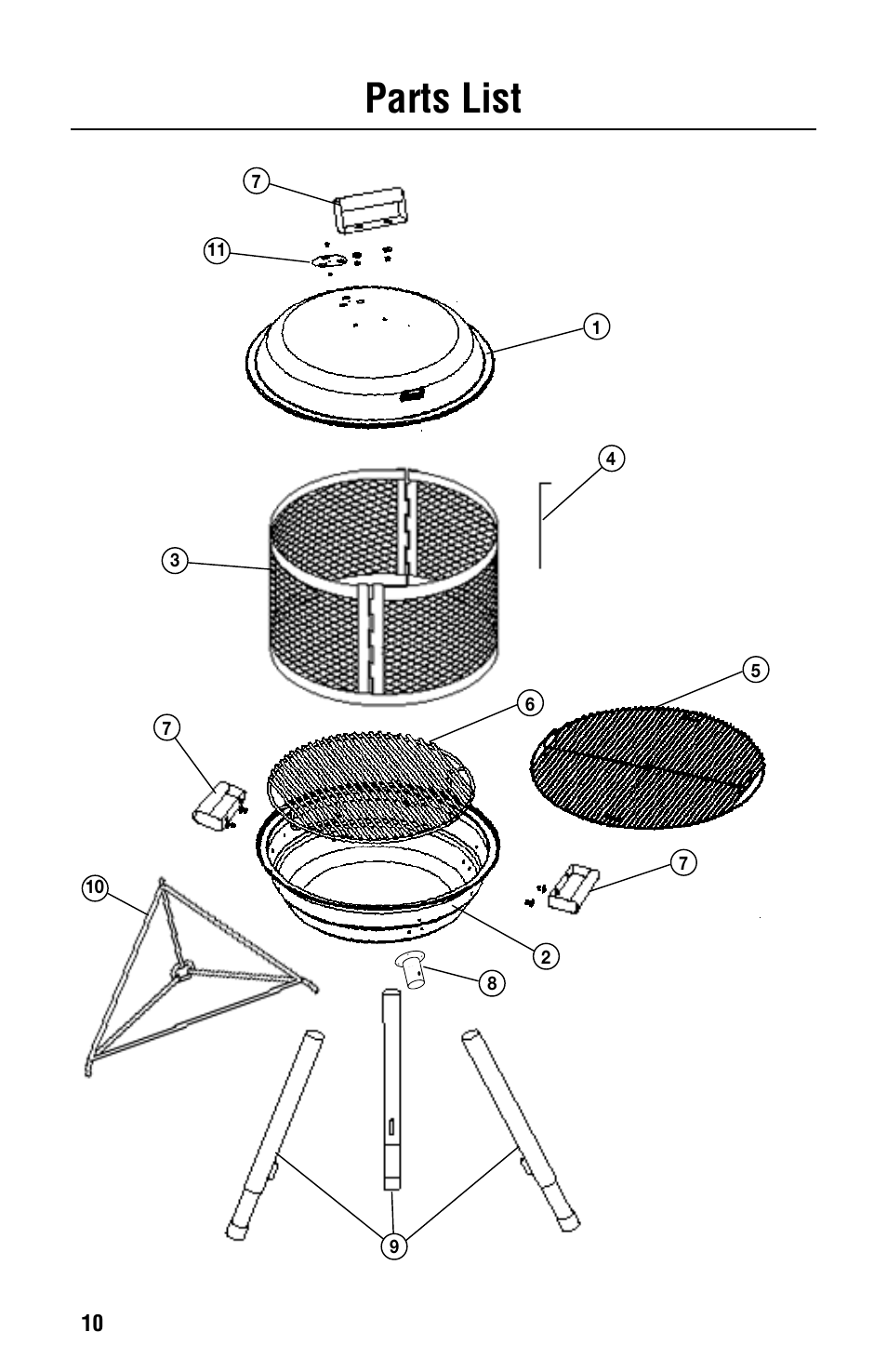 Parts list | Coleman 5065-715 User Manual | Page 10 / 12