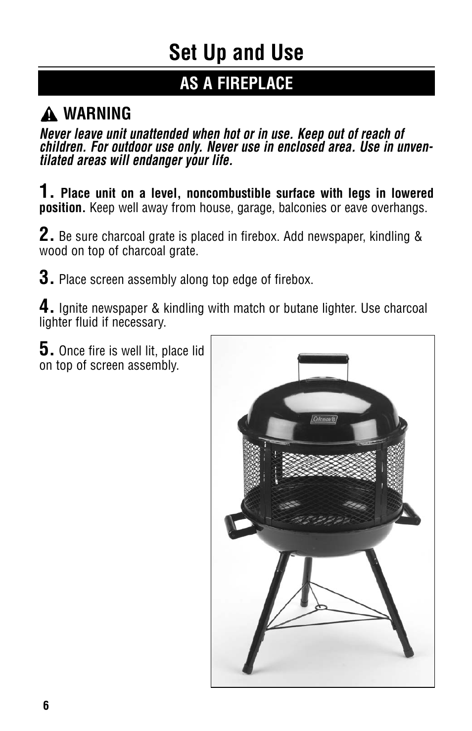 Set up and use | Coleman 5065-715 User Manual | Page 6 / 12