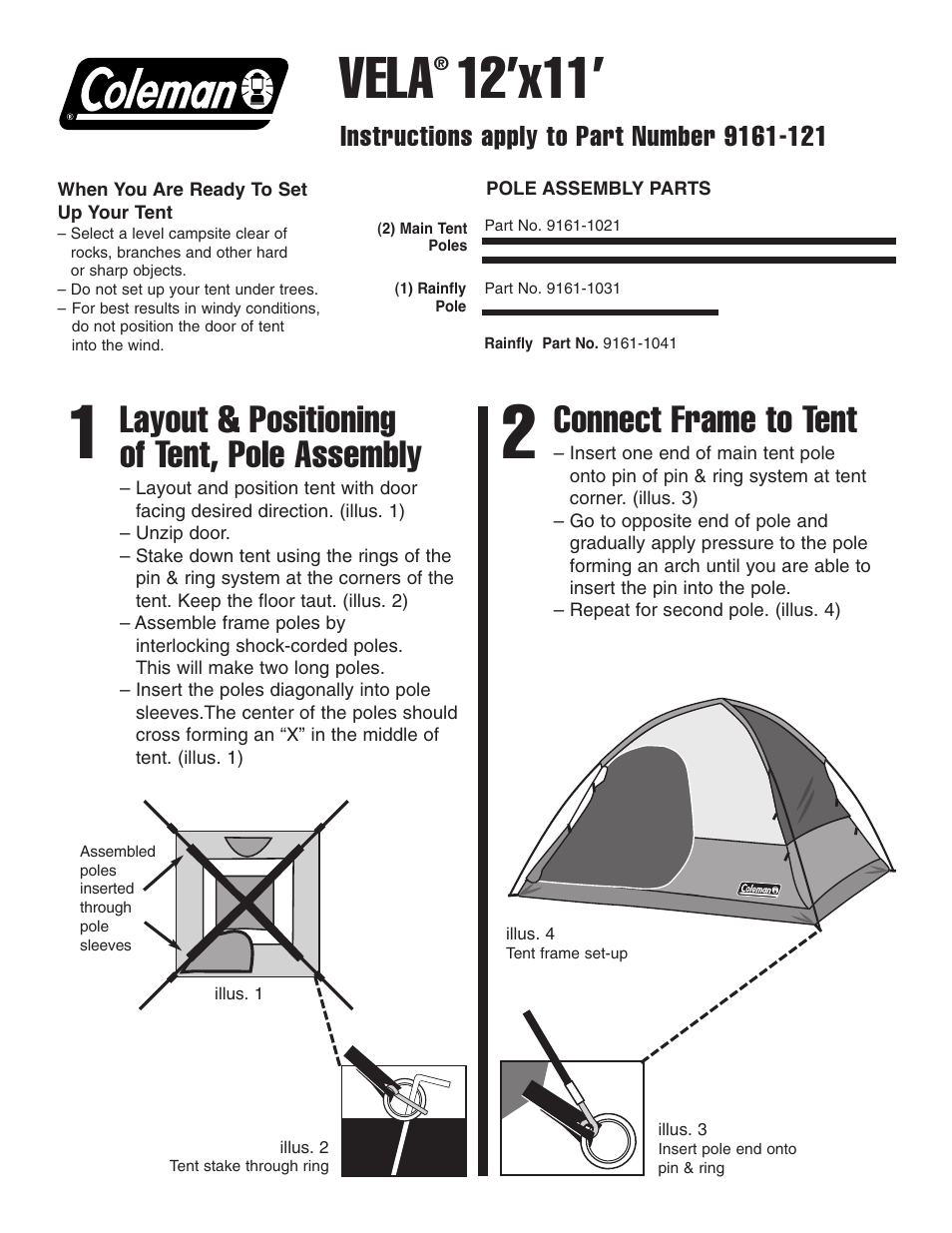 Coleman VELA ® User Manual | 2 pages