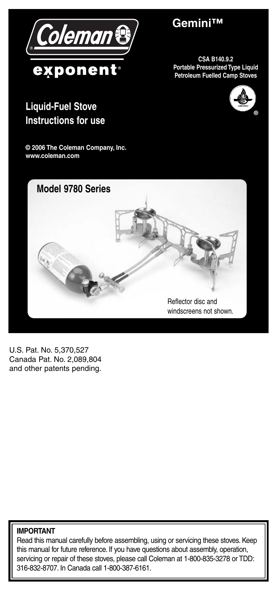 Coleman 9780 User Manual | 20 pages