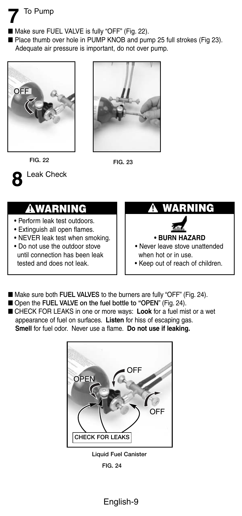 Warning | Coleman 9780 User Manual | Page 10 / 20