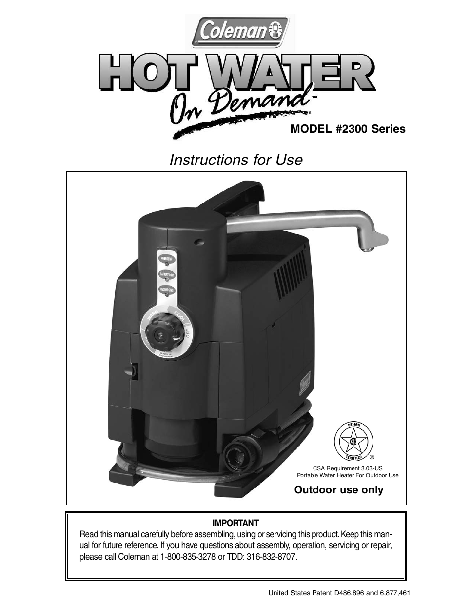 Coleman 2300 Series User Manual | 12 pages