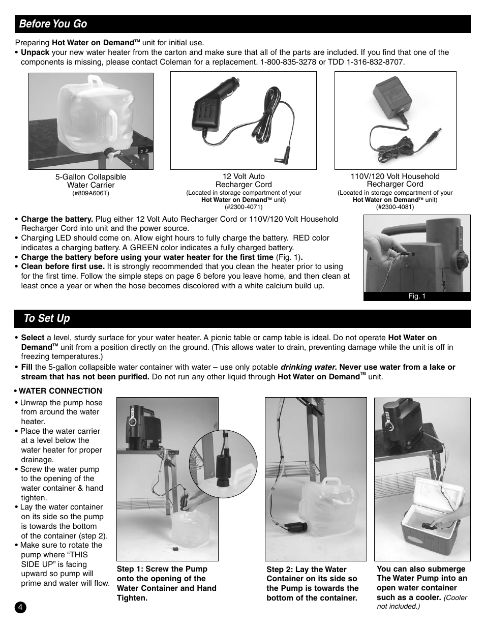 Before you go to set up | Coleman 2300 Series User Manual | Page 4 / 12