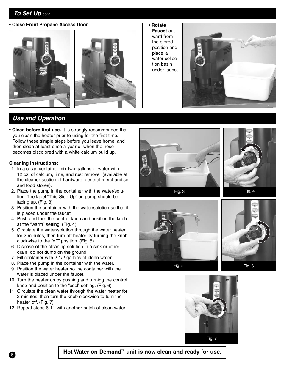 Use and operation | Coleman 2300 Series User Manual | Page 6 / 12