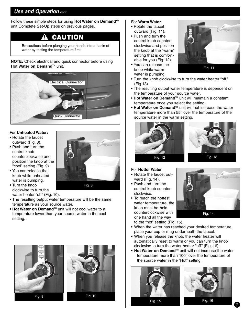 Caution, Use and operation | Coleman 2300 Series User Manual | Page 7 / 12