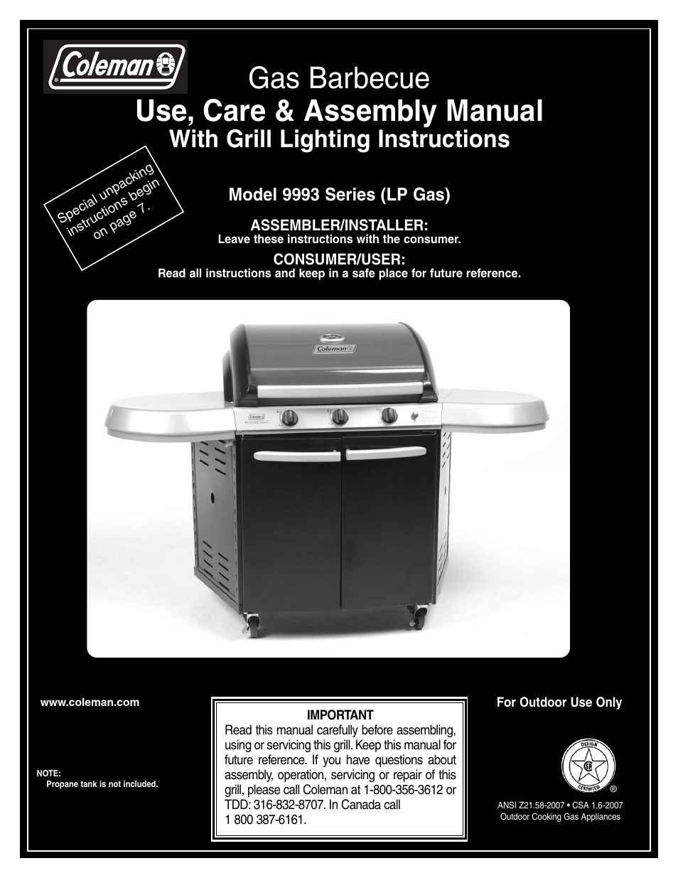 Coleman 9993 Series User Manual | 24 pages