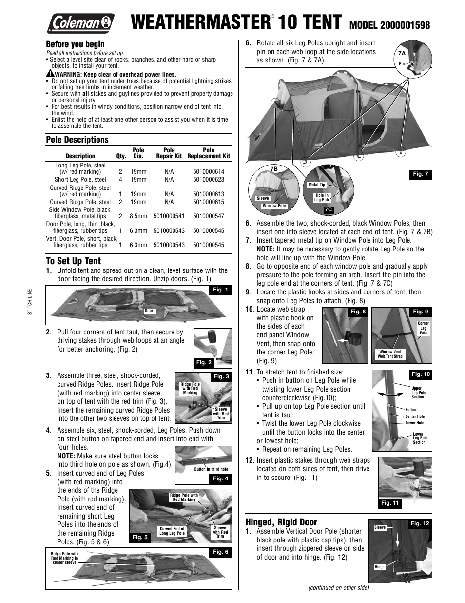 Coleman 2000001598 User Manual | 2 pages