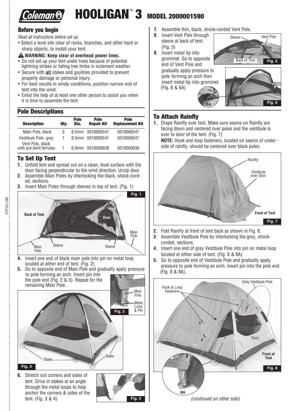 Coleman HOOLIGAN 3 2000001590 User Manual | 2 pages